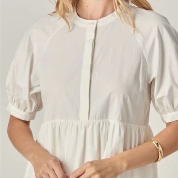 English Factory Anthropologie White Puff Sleeve Tiered Midi Dress Small AK105D - Picture 3 of 13